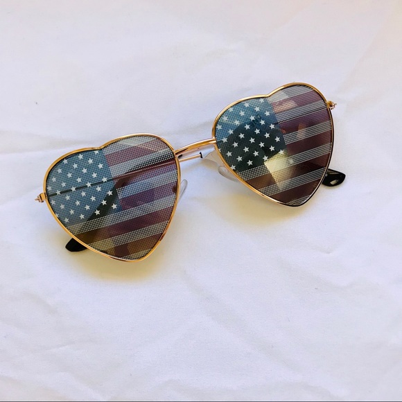 Charlotte Russe Accessories - Heart shaped American Flag Sunglasses